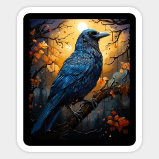 raven art, raven lover, van gogh starry nigh, crow lover Sticker